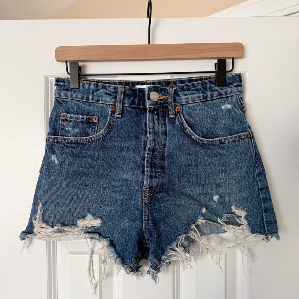 Zara Distressed High Rise Shorts